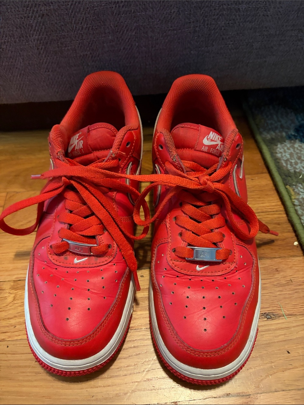 Nike Air Force Red Low Top Sneakers